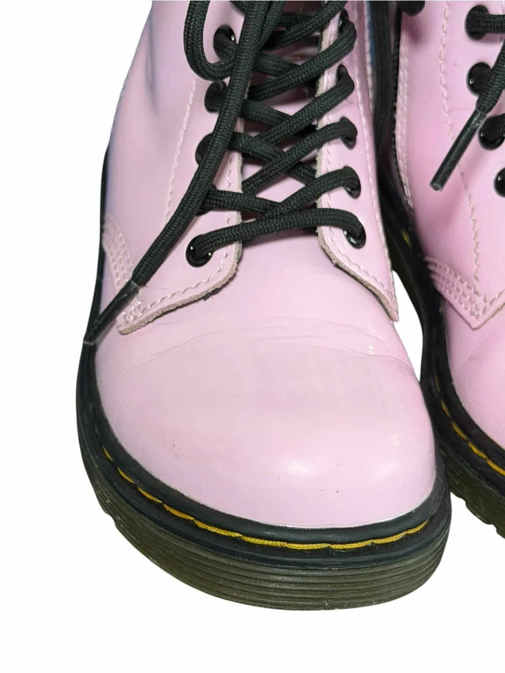 Girl’s Dr. Martens Pale Pink Patent Leather Side Zip Air Wair Boots Sz 11